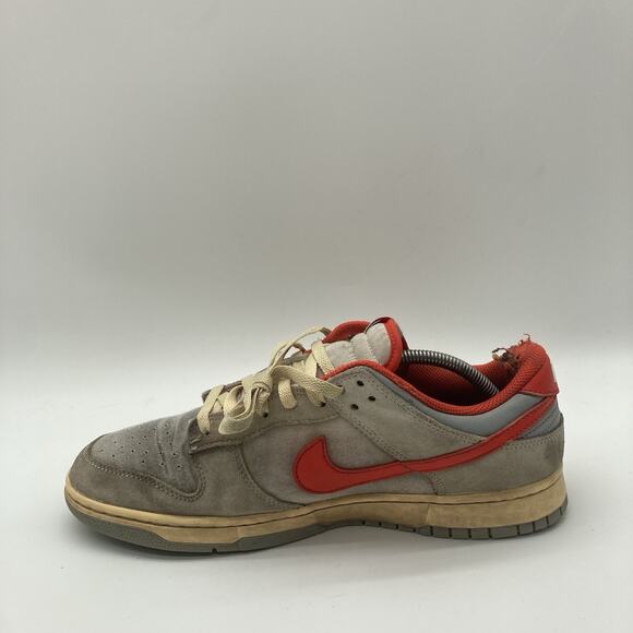 Mens Size 11.5 Nike Dunk Low Sail Light Smoke Grey Picante Red Skate Sneakers - Picture 5 of 10
